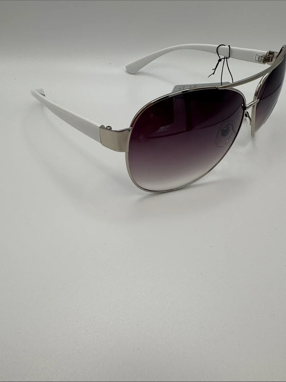 Silver Aviator Sunglasses with Purple Gradient Lenses